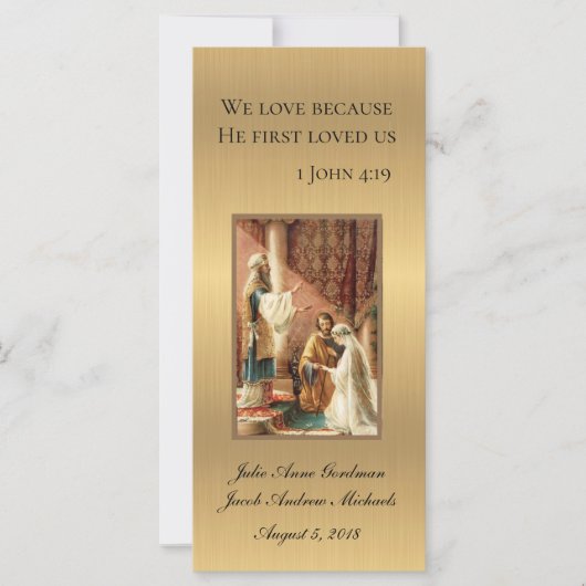 Carte Mariage catholique Favoriser Gold Shimmer (Devant)