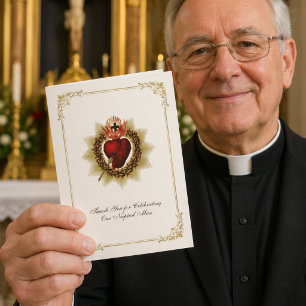 Carte Mariage catholique Remerciement au prêtre du Sacré