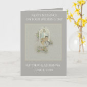 Carte Mariage catholique Vierge Marie Mariée Salle (Fleur jaune)