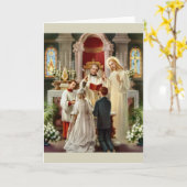 Carte Mariage catholique vintage (Fleur jaune)