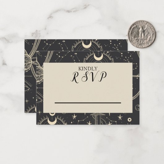 Carte Mariage céleste Boho RSVP (Devant/Arrière en situation)