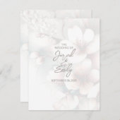 Carte Mariage cerise en fleurs avec code QR (Devant / Derrière)