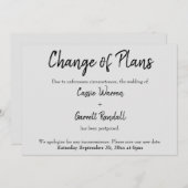 Carte Mariage "Changement de plan" noir sur gris (Devant / Derrière)