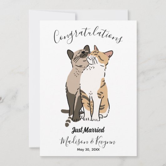 Carte mariage chats mignonnes (Devant)