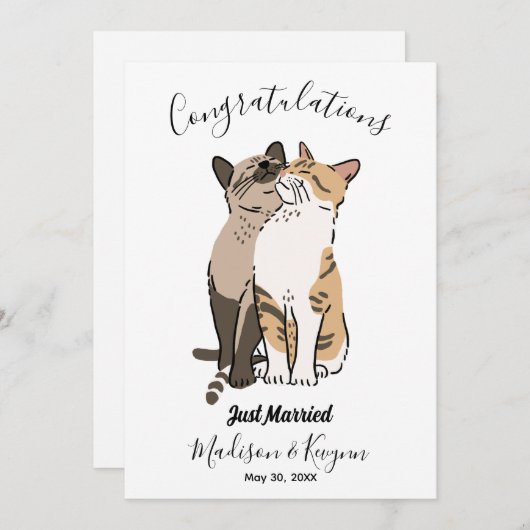 Carte mariage chats mignonnes (Devant / Derrière)