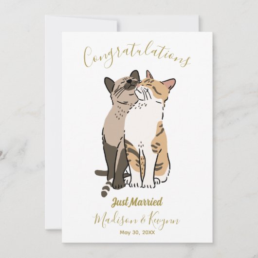 Carte mariage chats mignonnes (Devant)