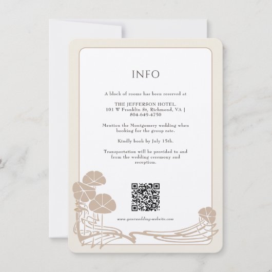 Carte Mariage Chic Botanical Cream Info (Devant)