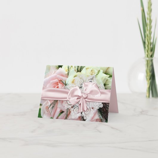Carte Mariage Chic Rose Roses (Devant)