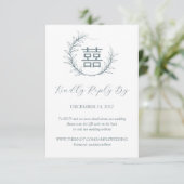 Carte Mariage chinois moderne RSVP avec code QR (Debout devant)