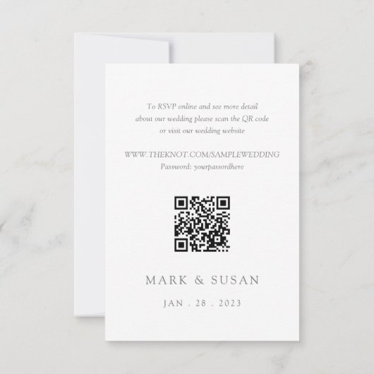 Carte Mariage chinois moderne RSVP avec QR Code (rouge) (Dos)