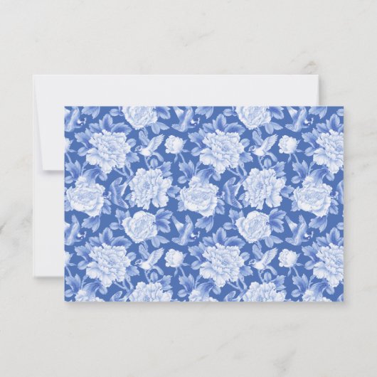 Carte Mariage classique bleu blanc Chinoiserie RSVP (Dos)