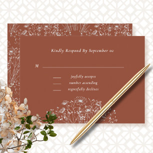 Carte Mariage classique minimal en terre cuite Botanique