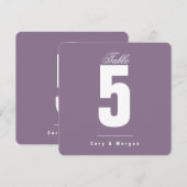 Carte Mariage coucher de soleil | Violet solide |Numéro  (Devant / Derrière)