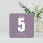 Carte Mariage coucher de soleil | Violet solide |Numéro  (Debout devant)