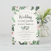 Carte Mariage couleur Aquarelle rose blanc rose (Debout devant)