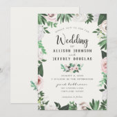 Carte Mariage couleur Aquarelle rose blanc rose (Devant / Derrière)