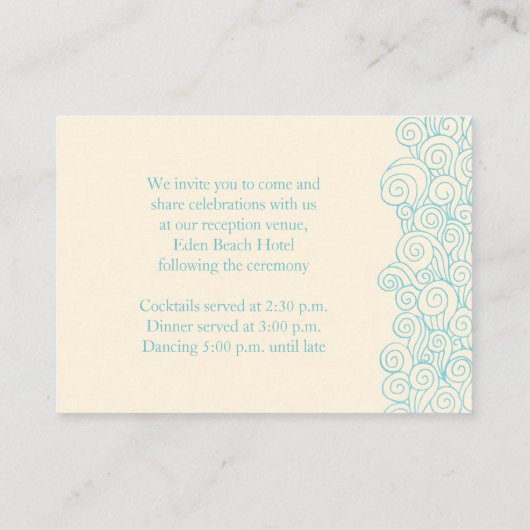 Carte mariage couleur crème bleue (Dos)