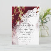 Carte MARIAGE | Couleur d'aquarelle rouge rubis Barefoot (Debout devant)