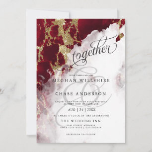 Carte MARIAGE   Couleur d'aquarelle rouge rubis Barefoot