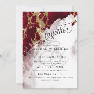 Carte MARIAGE   Couleur d'aquarelle rouge rubis Barefoot