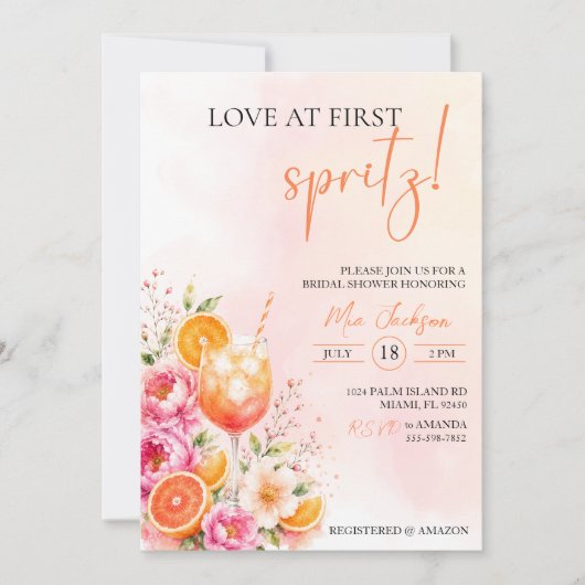 Carte Mariage coup de foudre au Spritz (Devant)