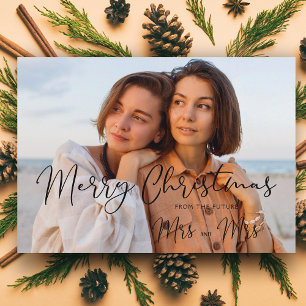 Carte Mariage couple LGBT Minimaliste Mme & Mme Noël