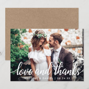 Carte mariage Couple Photo Kraft Love and Thanks