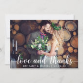 Carte mariage Couple Photo Wood Love and Thanks (Devant)