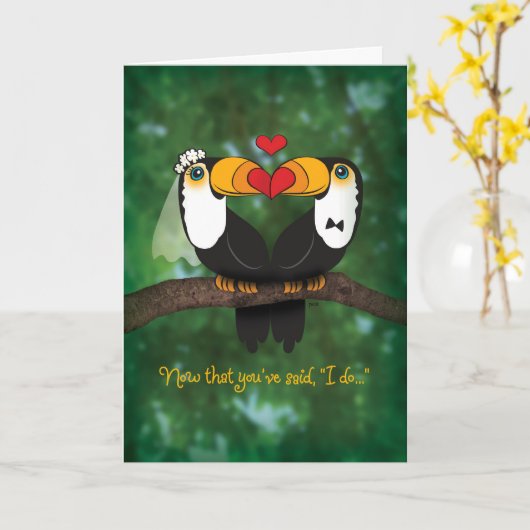 Carte Mariage Cute Toucan (Fleur jaune)