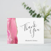 Carte Mariage d'âge rose or moderne Merci plat (Debout devant)