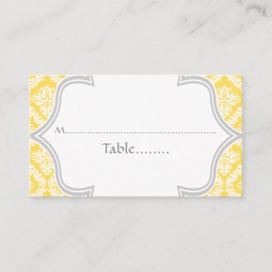 Carte mariage damassé citron jaune, gris (Devant)
