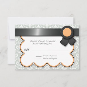 Carte Mariage damassé orange et gris Réponse / Car