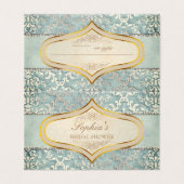 Carte Mariage damassé Place Sage Green Glimmer (Extérieur déplié)