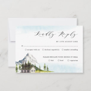 Carte Mariage dans la forêt des montagnes alpines RSVP