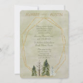 Carte Mariage dans les pins Vert et Or (Devant)