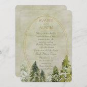 Carte Mariage dans les pins Vert et Or (Devant / Derrière)