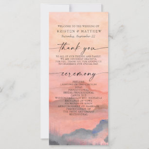 Carte Mariage d'aquarelle Sunset Mountain Rustic