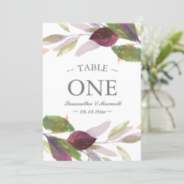 Carte Mariage de automne Avec Liquide Violet Numéro De T