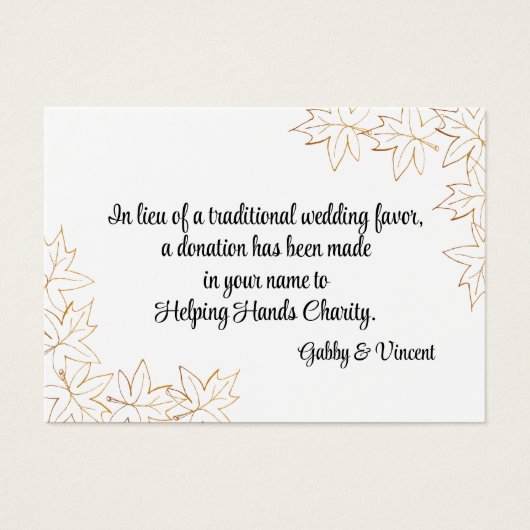 Carte Mariage de automne de bienfaisance Maple Lea (Devant)