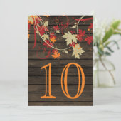 Carte Mariage de automne rustique en bois de grange Numé (Debout devant)