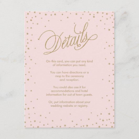 Carte Mariage de boîtier rose et or Fancy Stars (Devant)