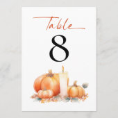 Carte Mariage de bougie Citrouille orange Numéro de tabl (Dos)