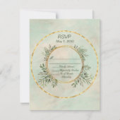 Carte Mariage de cadre Cercle Vert et Or RSVP (Devant)