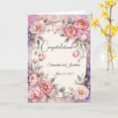 Carte Mariage de cadre ovale rose chic (Fleur jaune)