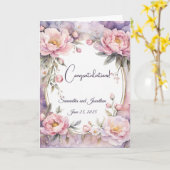 Carte Mariage de cadre ovale rose élégant (Fleur jaune)