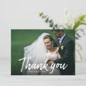 Carte Mariage de calligraphie élégant Photo Merci (Debout devant)