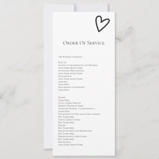 Carte Mariage de commande de service sans fantaisi (Devant)