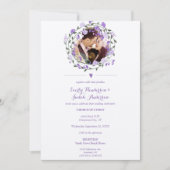 Carte Mariage de couronnes florales de lavande violette (Devant)