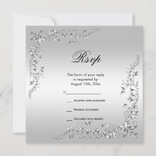 Carte Mariage de décoration d'argent élégant RSVP