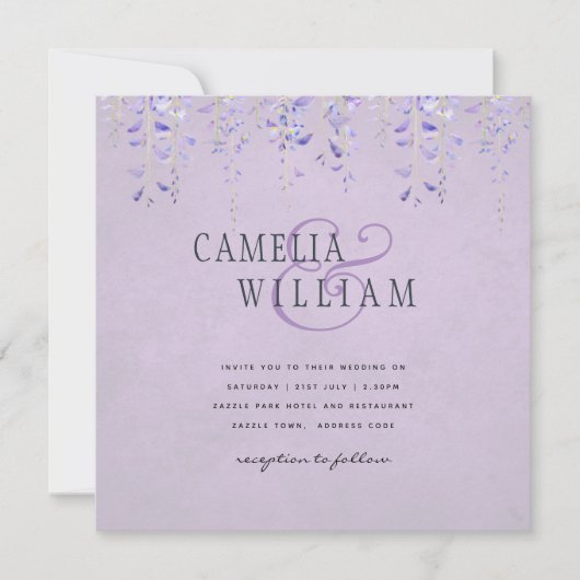 Carte Mariage de dentelle moderne violet (Devant)